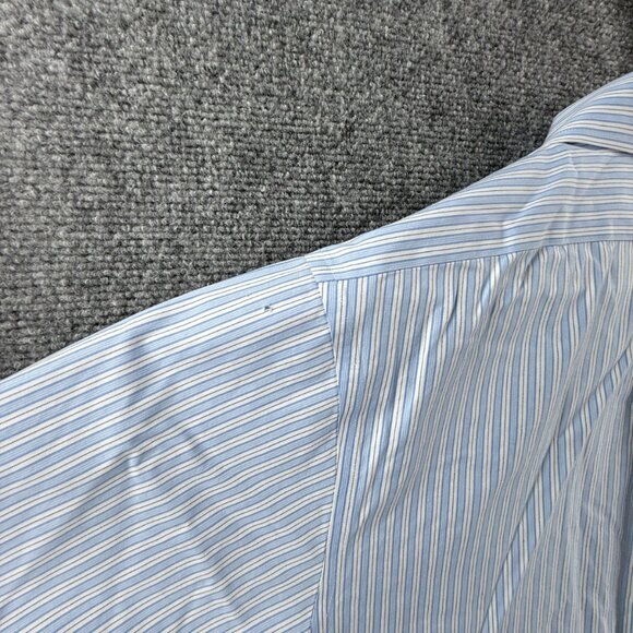 Brooks Brothers Regent Striped Cotton Non-Iron 16.5 35 Button-Down Blue Pocket - Picture 11 of 13